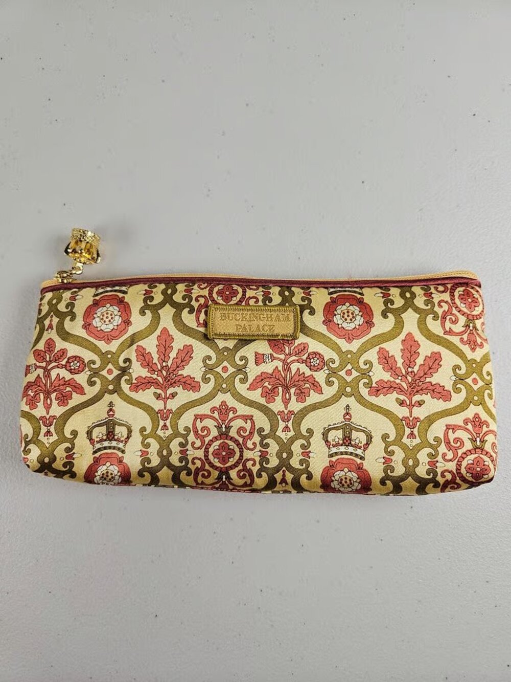 Buckingham Palace Coral & Gold Patterned Cosmetic Pouch